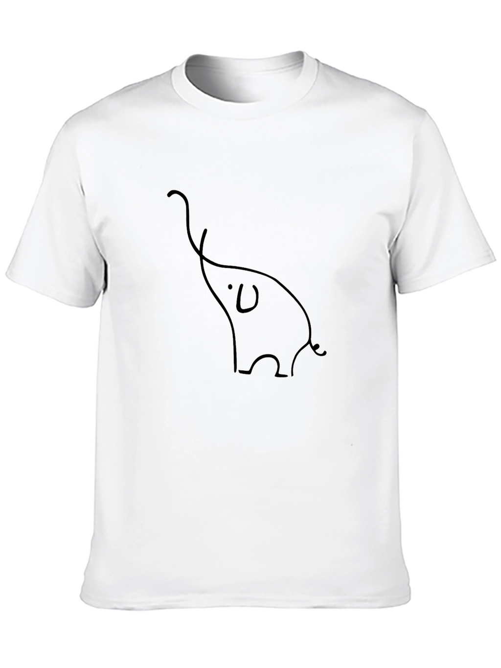 Minimalist Elephant Line Art Black T-Shirt