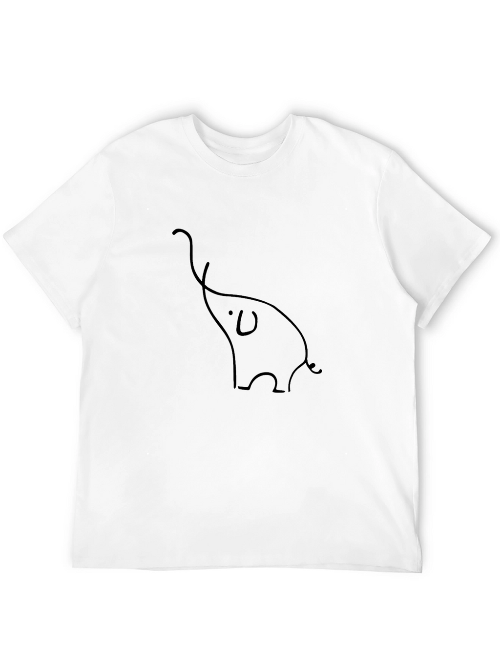 Minimalist Elephant Line Art Black T-Shirt