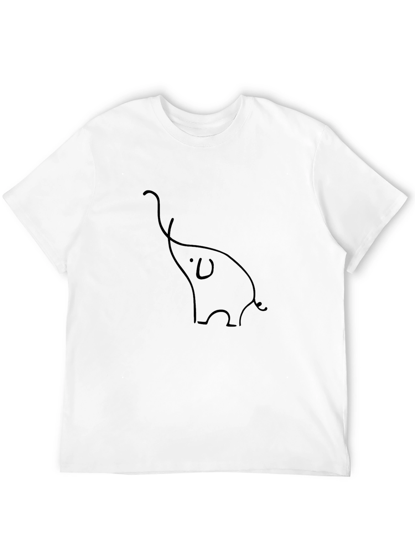 Minimalist Elephant Line Art Black T-Shirt