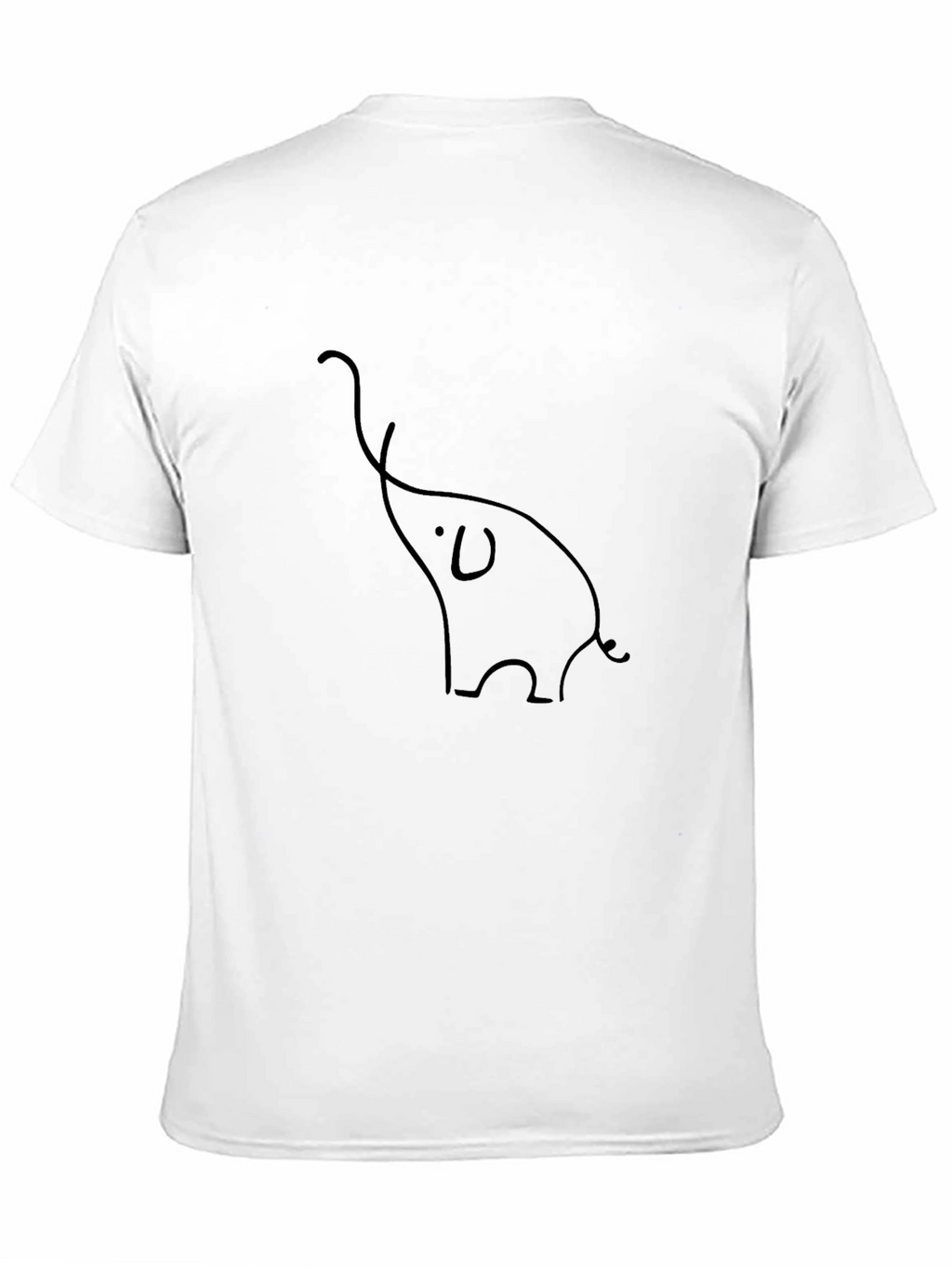 Minimalist Elephant Line Art Black T-Shirt