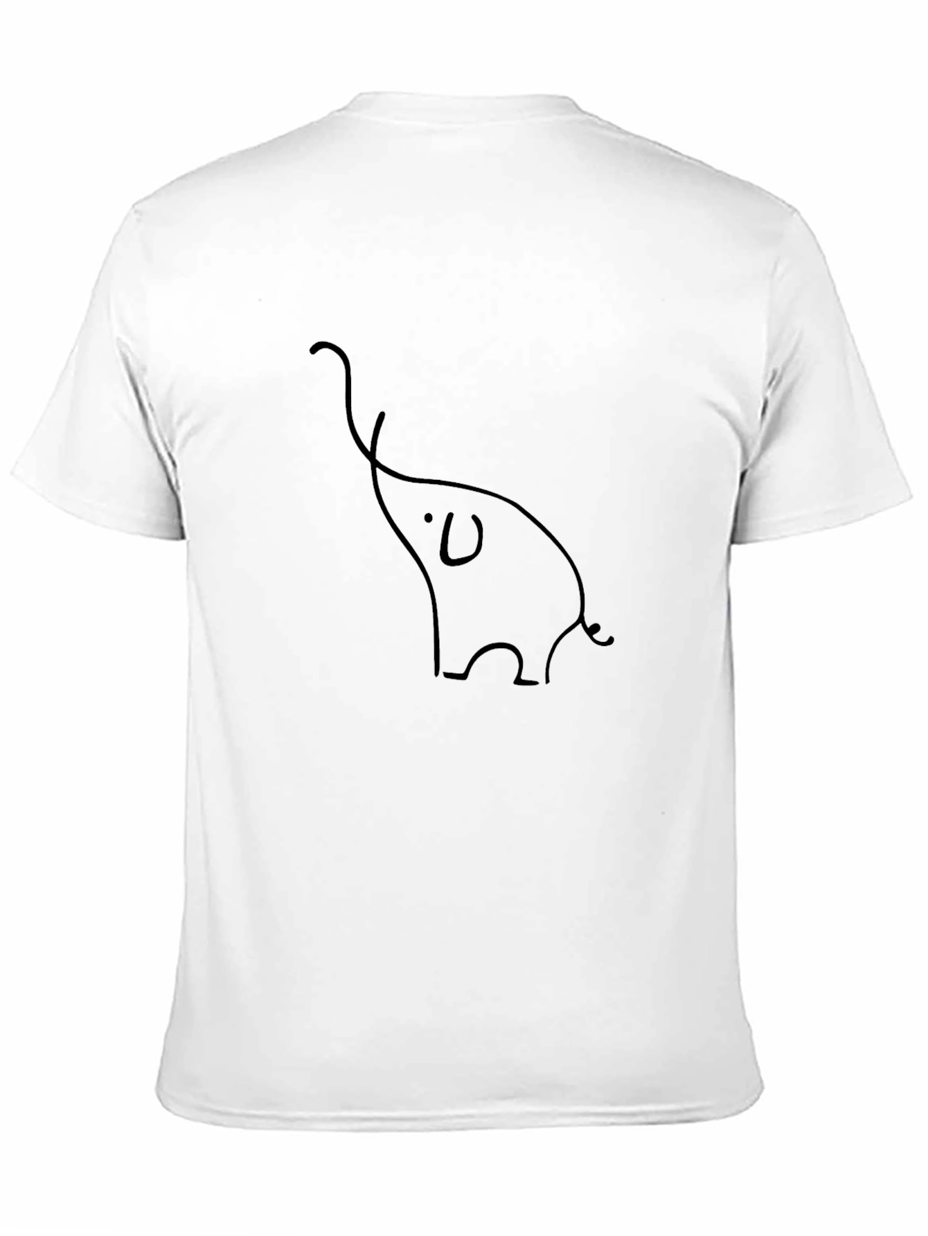 Minimalist Elephant Line Art Black T-Shirt