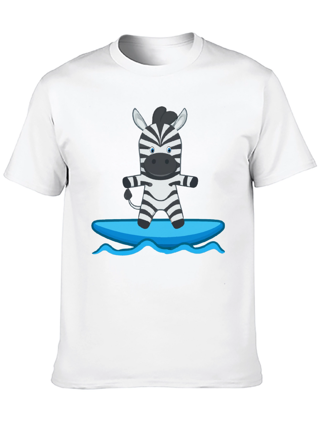 Zebra Surfing Graphic Tee - Black Cotton Casual T-Shirt