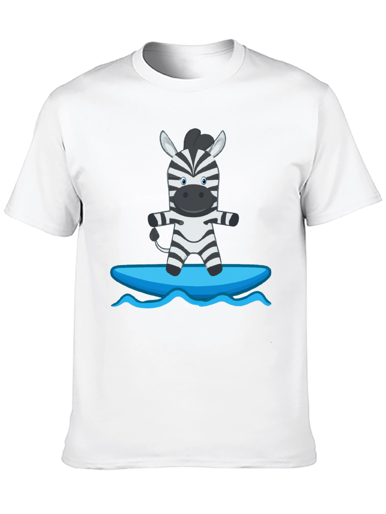 Zebra Surfing Graphic Tee - Black Cotton Casual T-Shirt