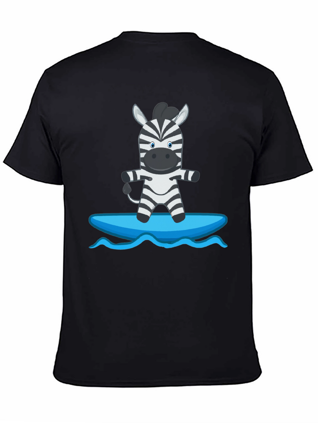 Zebra Surfing Graphic Tee - Black Cotton Casual T-Shirt