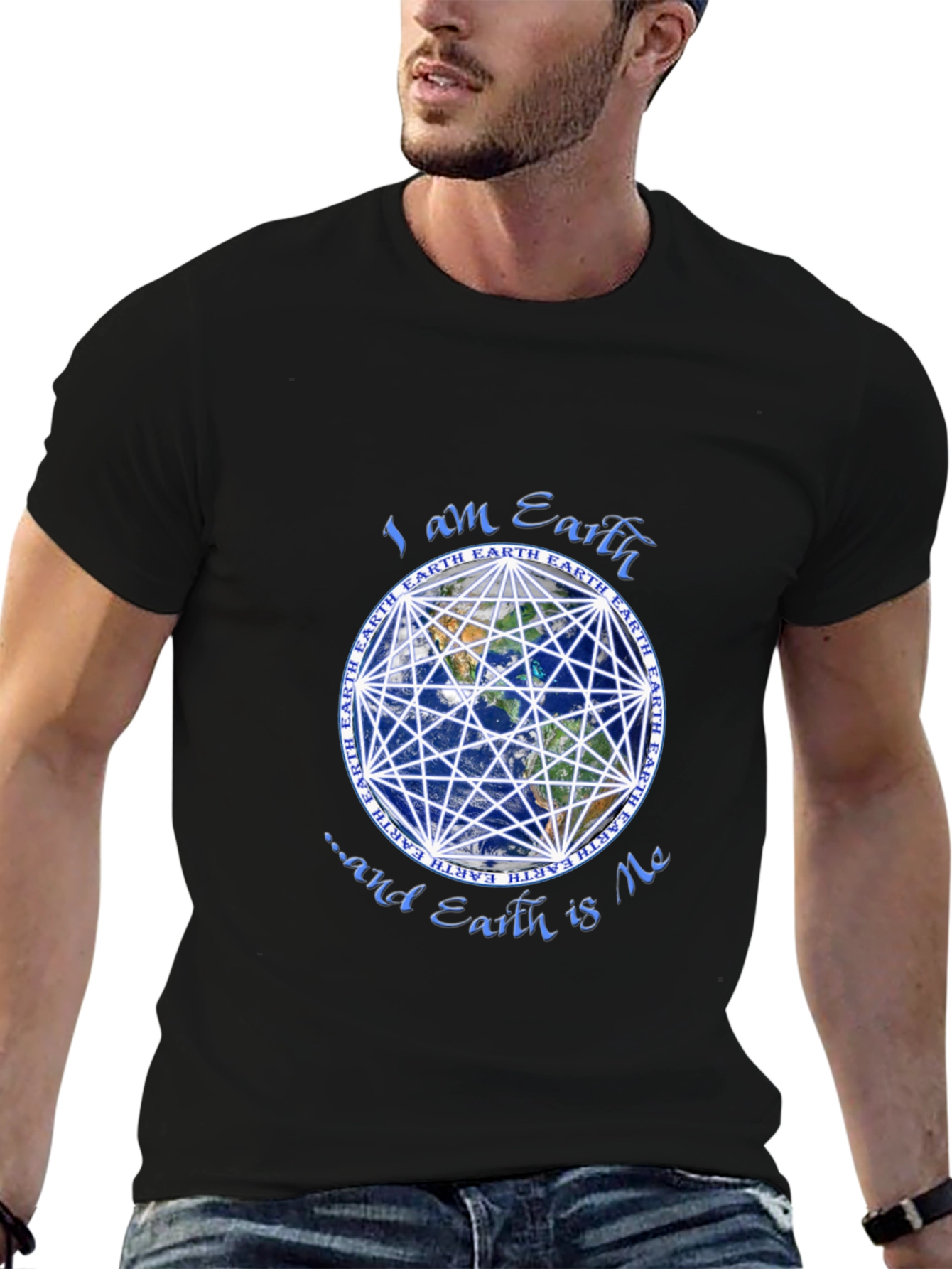 Earth Focus T-Shirt - Geometric Globe Design