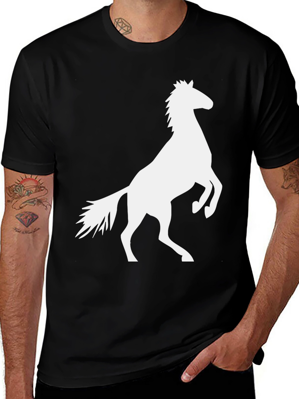 Black Tee with Horse Graphic