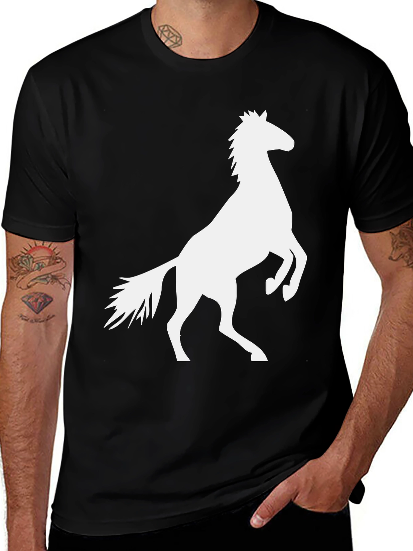 Black Tee with Horse Graphic