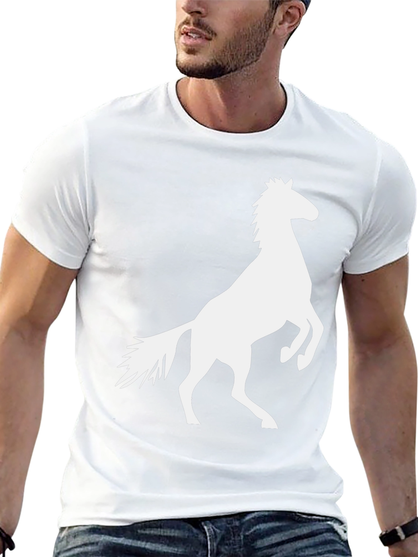 Black Tee with Horse Graphic