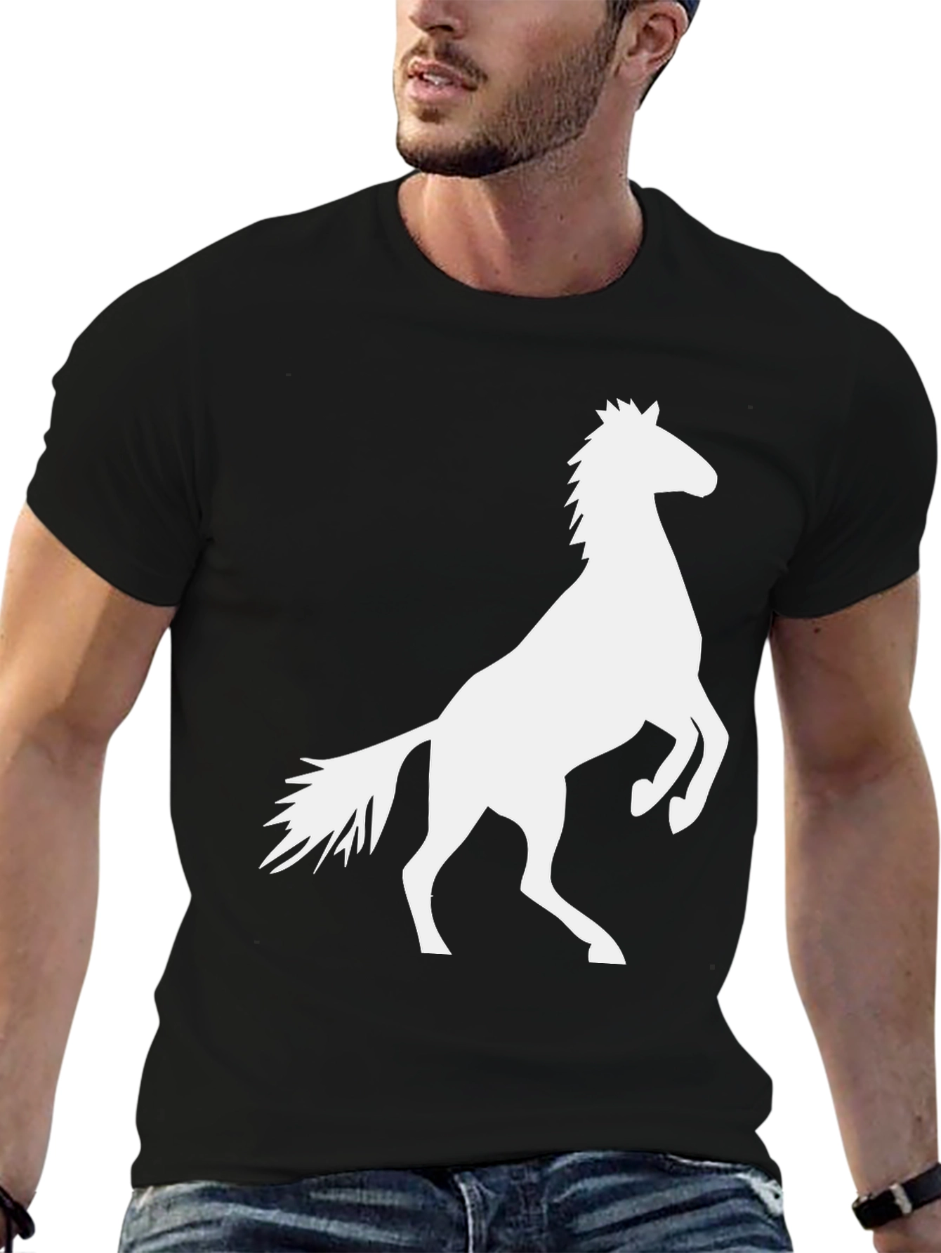 Black Tee with Horse Graphic