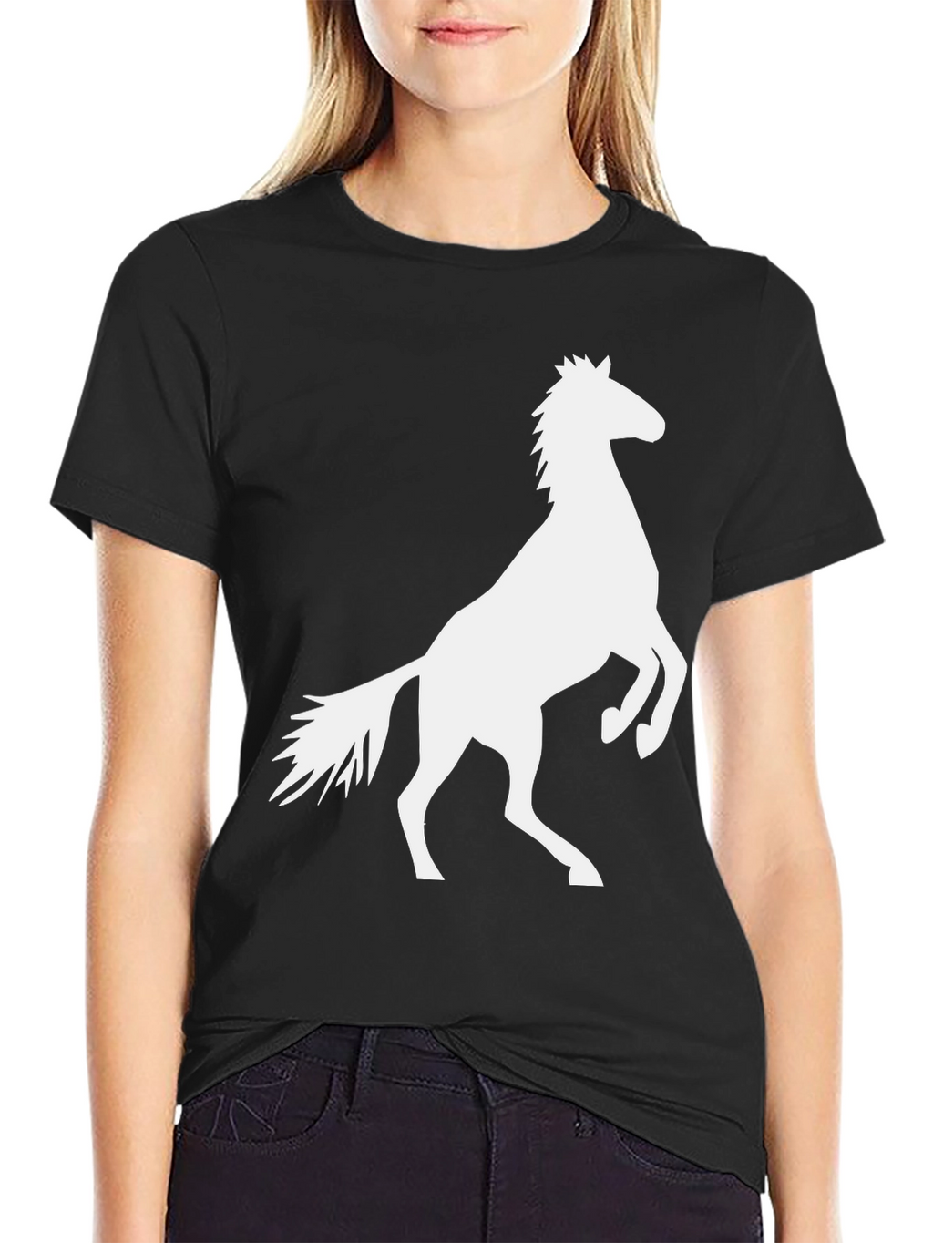 Black Tee with Horse Graphic