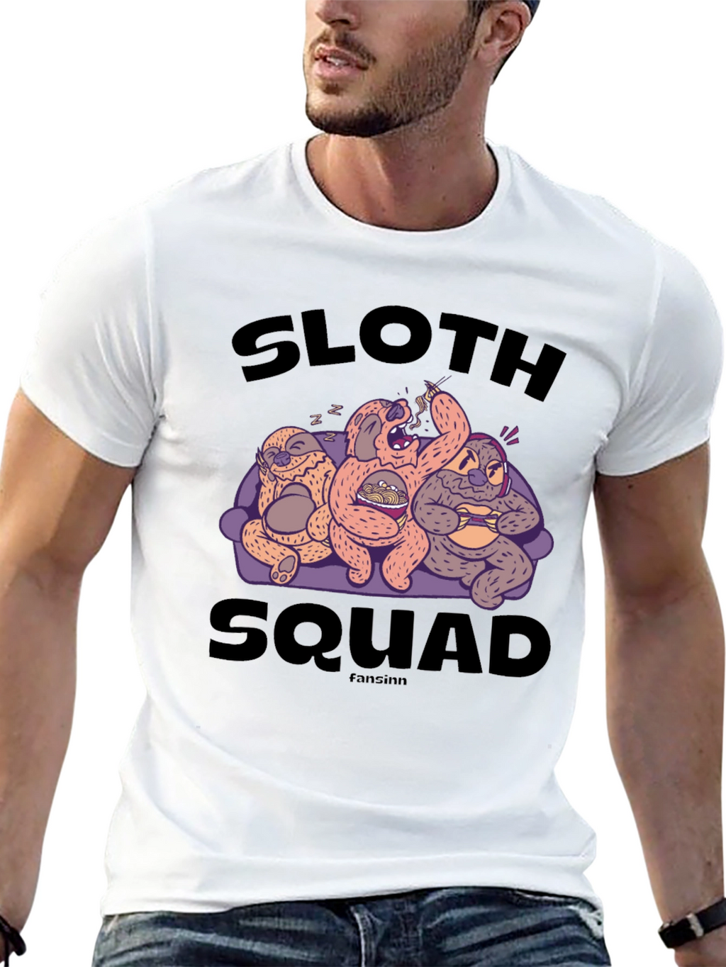 Sloth Squad Black Graphic T-Shirt