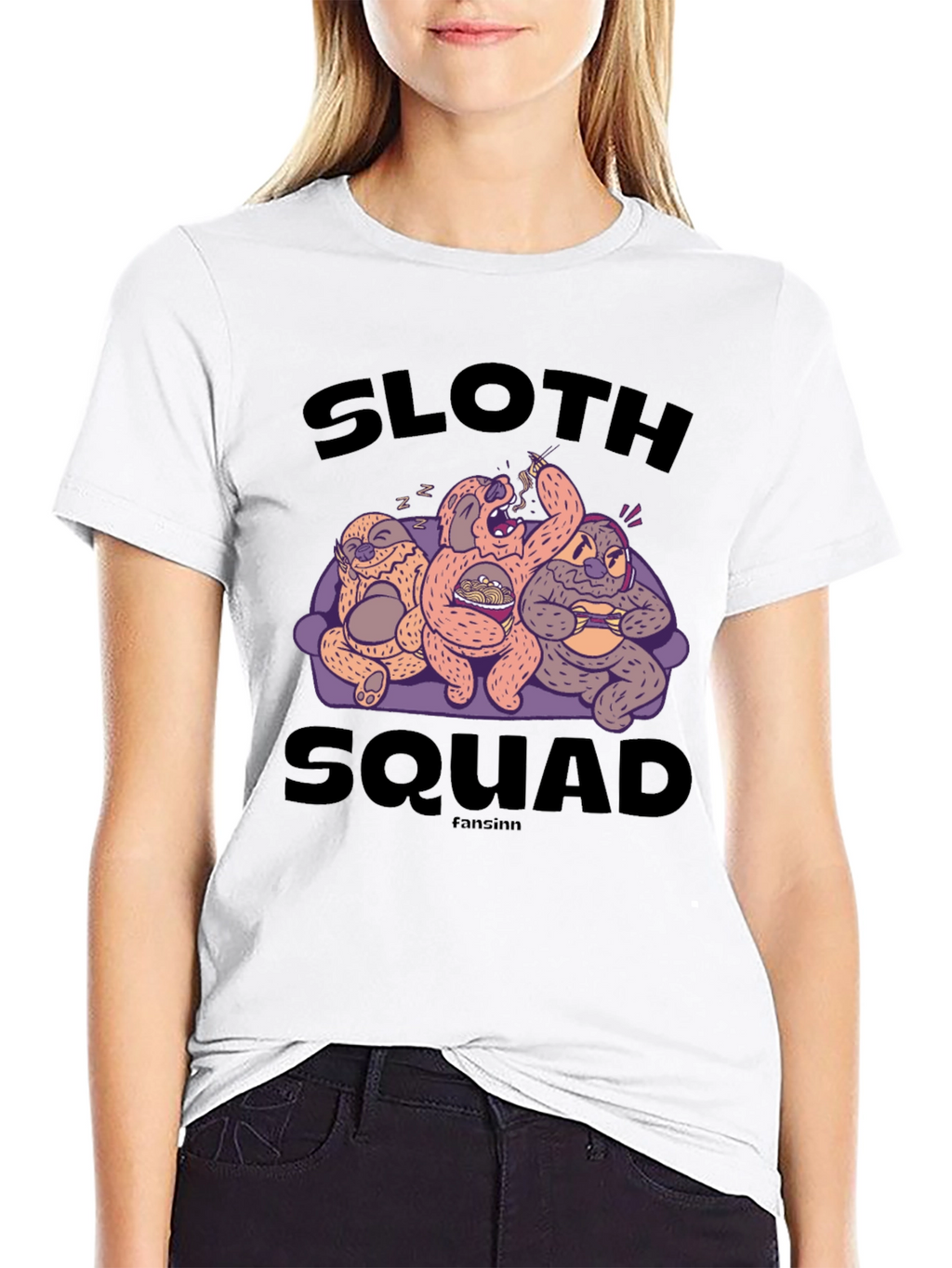 Sloth Squad Black Graphic T-Shirt