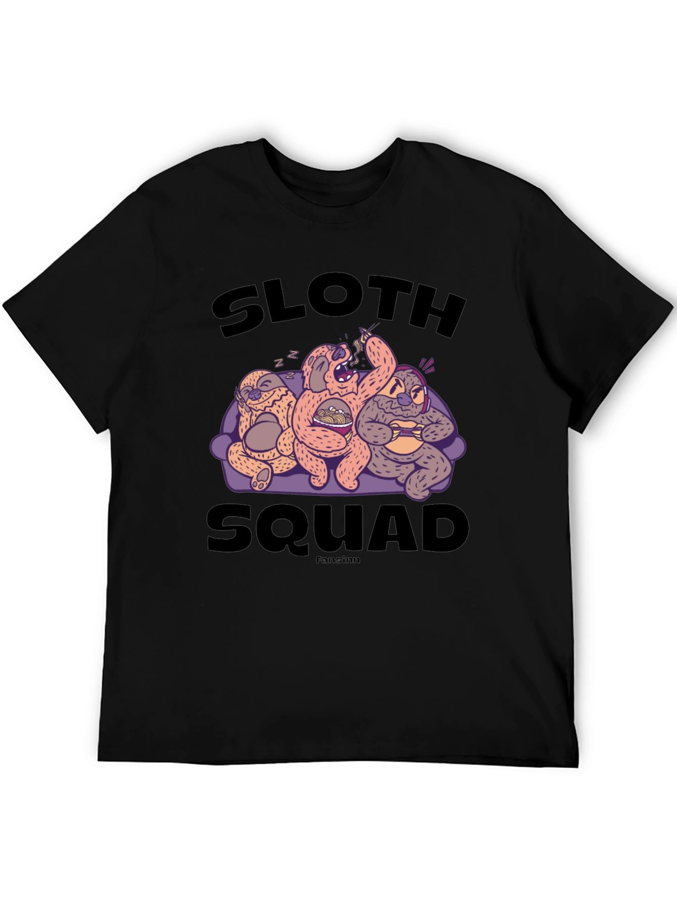 Sloth Squad Black Graphic T-Shirt