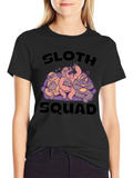 Sloth Squad Black Graphic T-Shirt