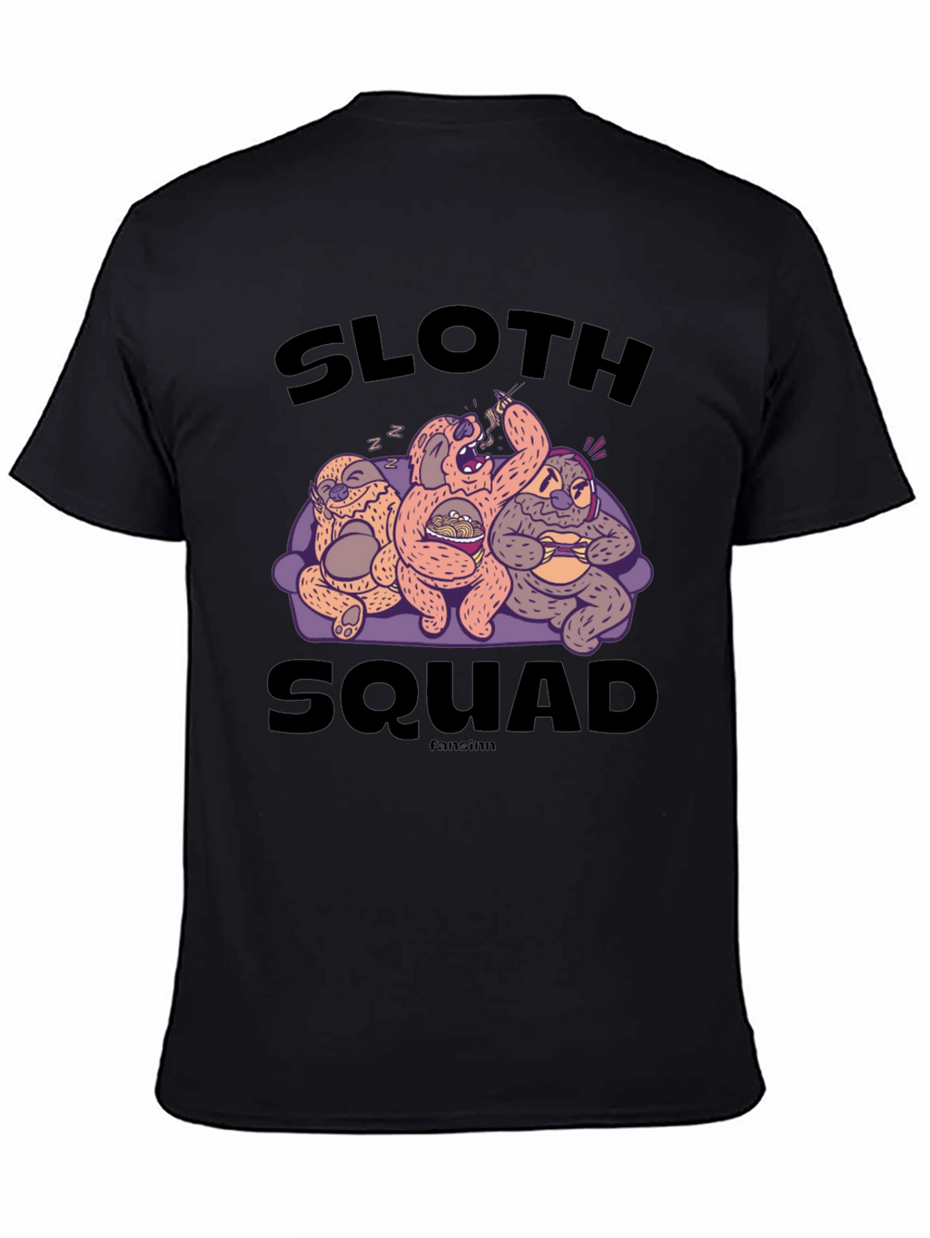 Sloth Squad Black Graphic T-Shirt