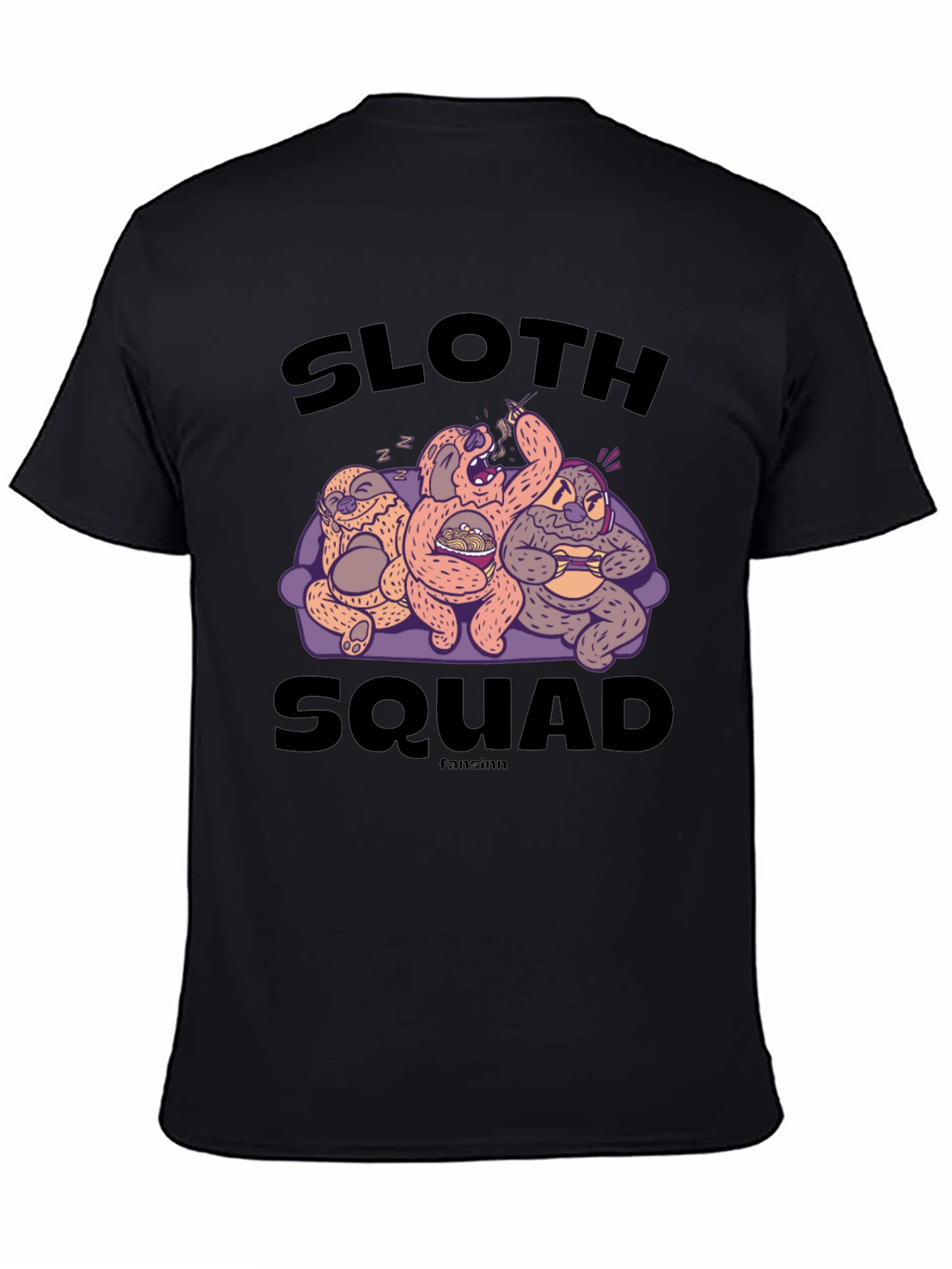 Sloth Squad Black Graphic T-Shirt
