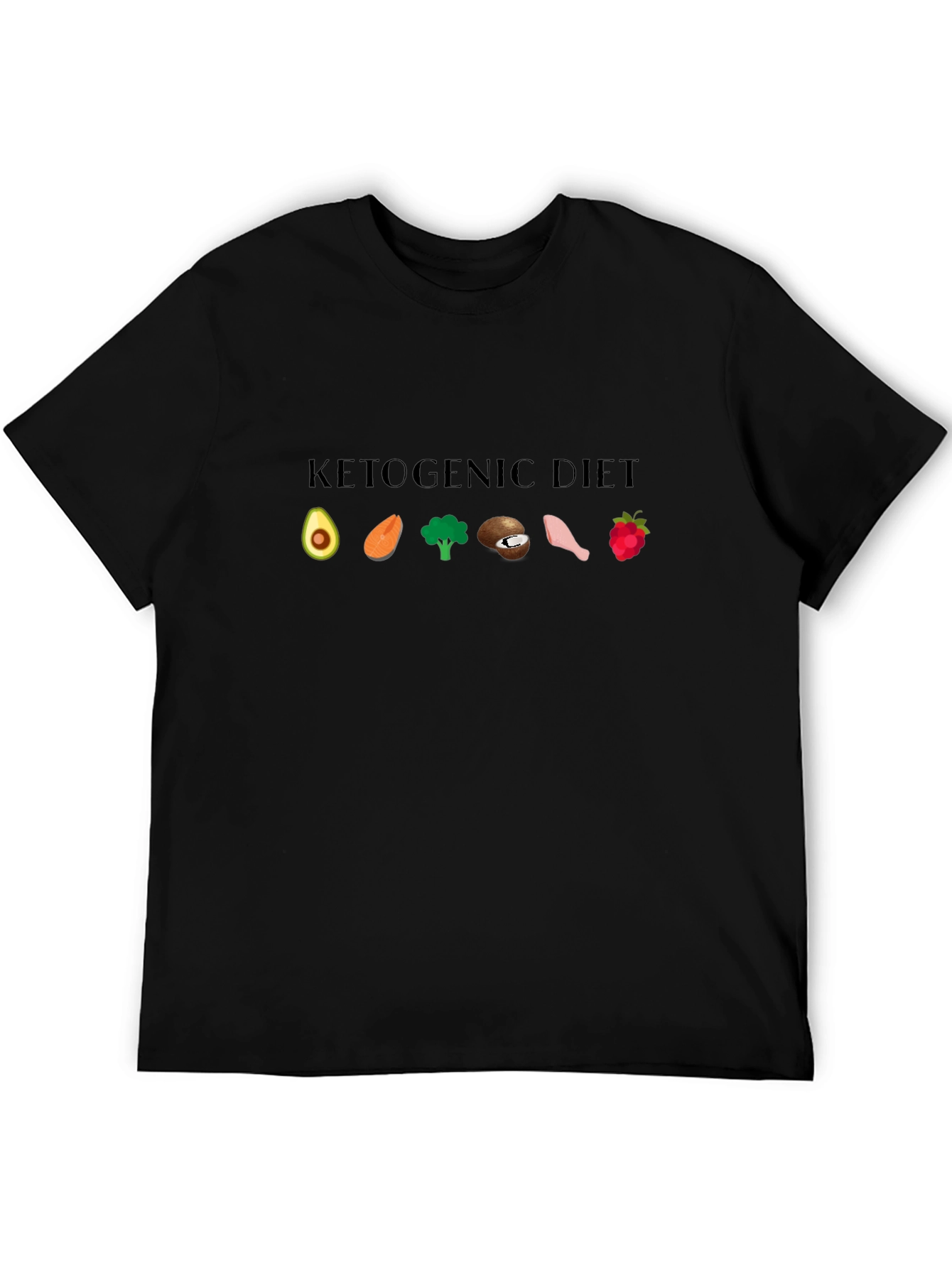 Ketogenic Diet Black T-Shirt Keto Food Icons