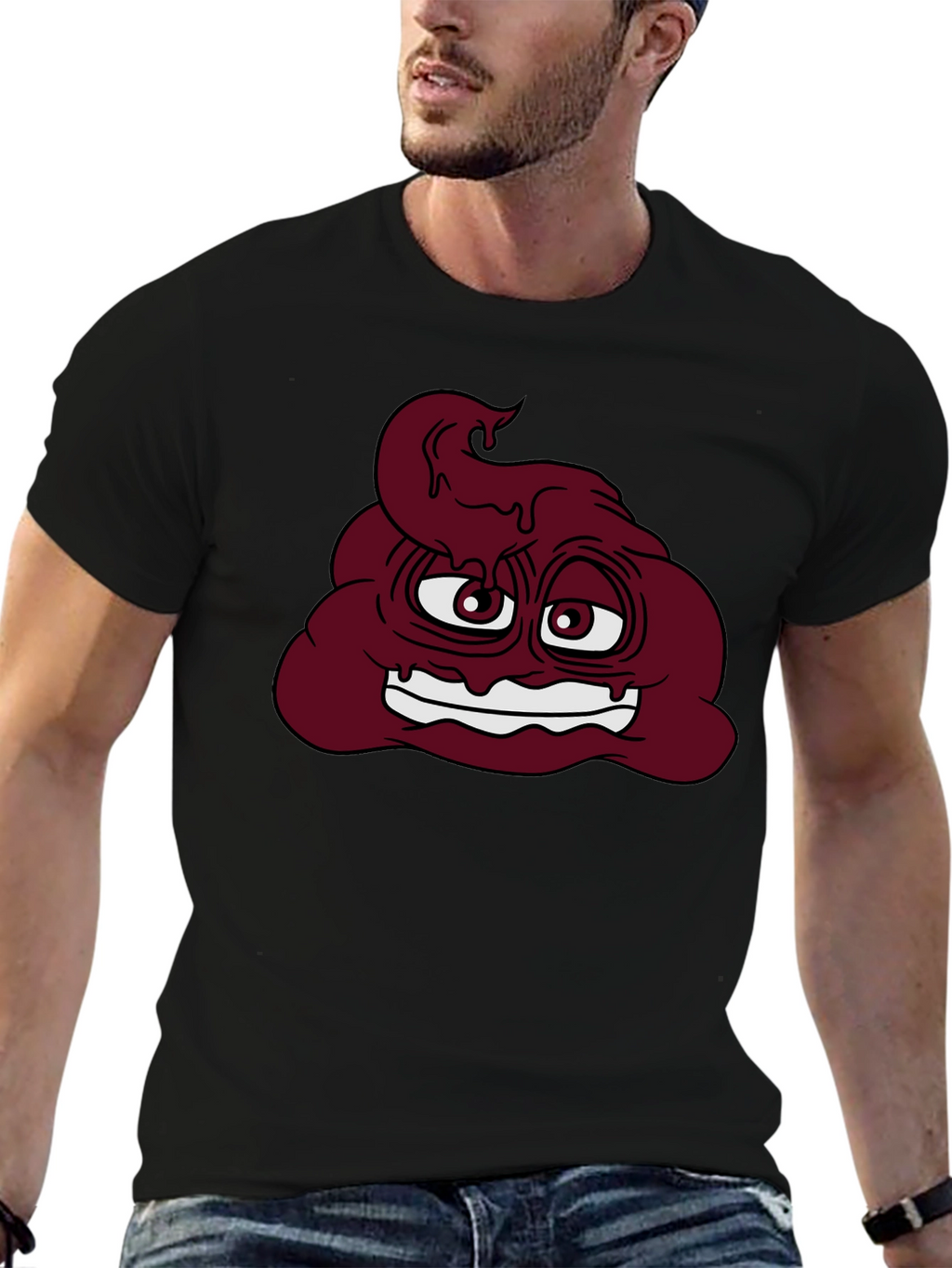 Funny Poop Emoji Graphic T-Shirt - Black