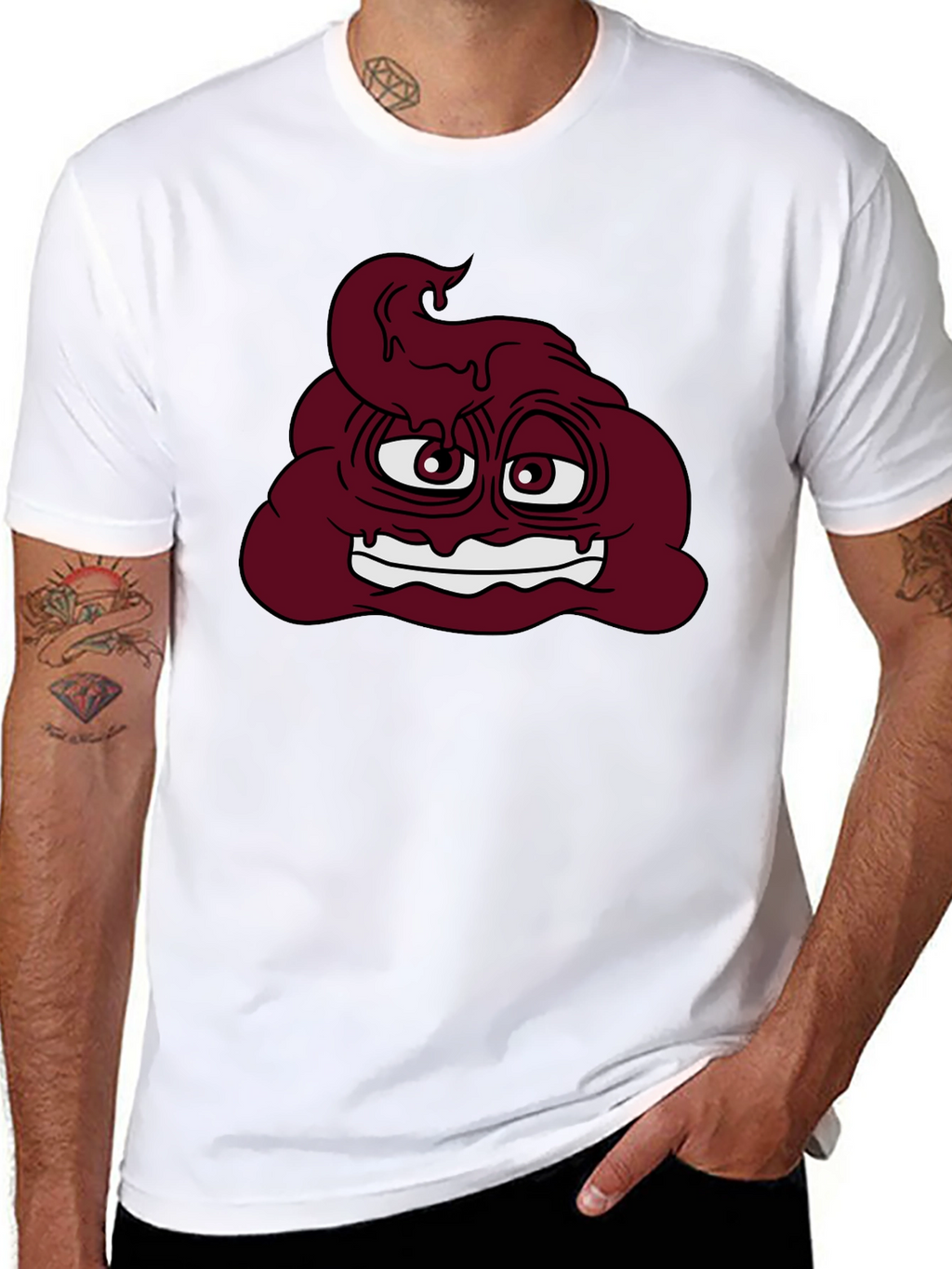 Funny Poop Emoji Graphic T-Shirt - Black