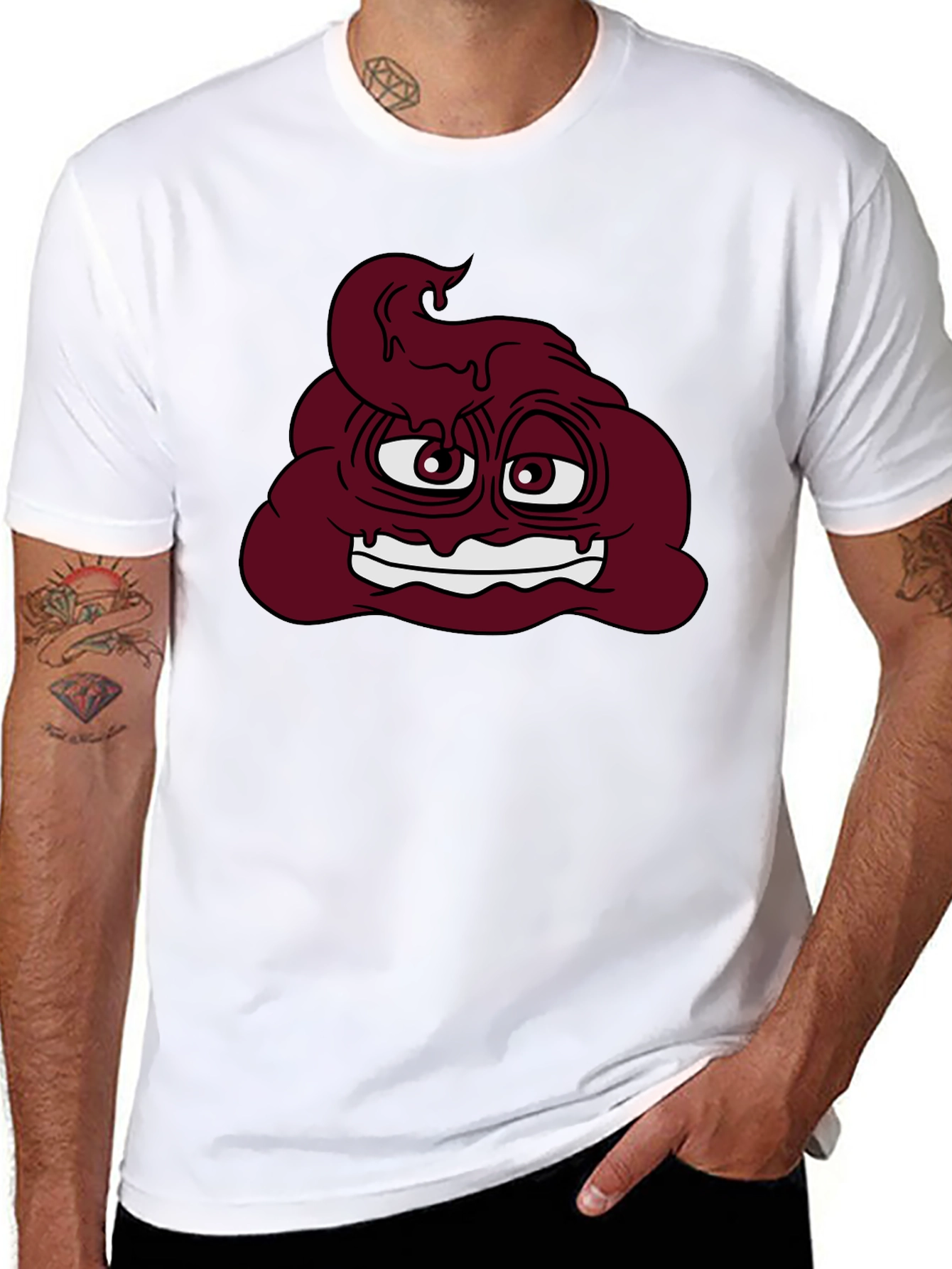 Funny Poop Emoji Graphic T-Shirt - Black