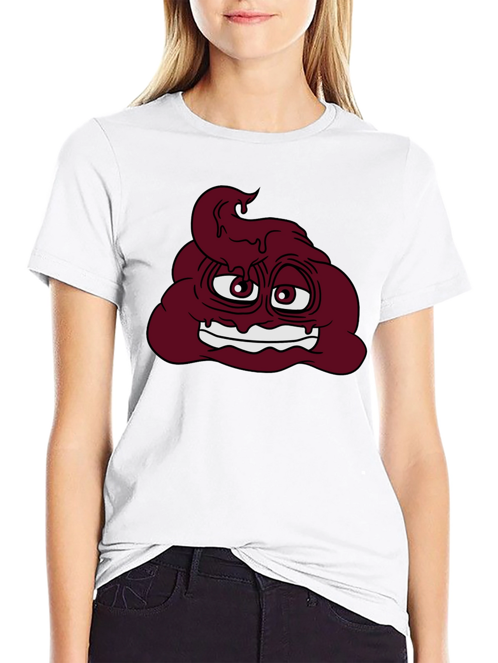 Funny Poop Emoji Graphic T-Shirt - Black