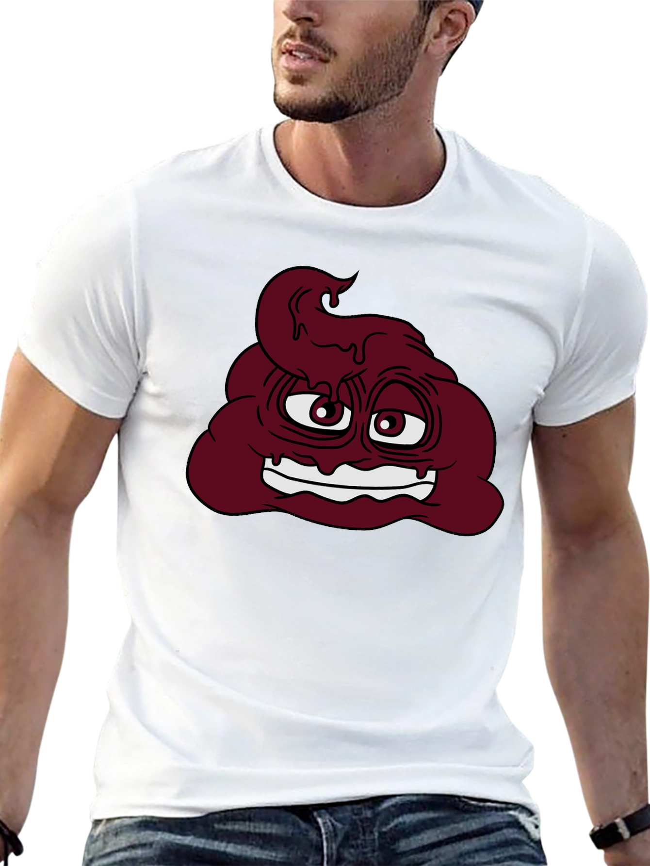 Funny Poop Emoji Graphic T-Shirt - Black