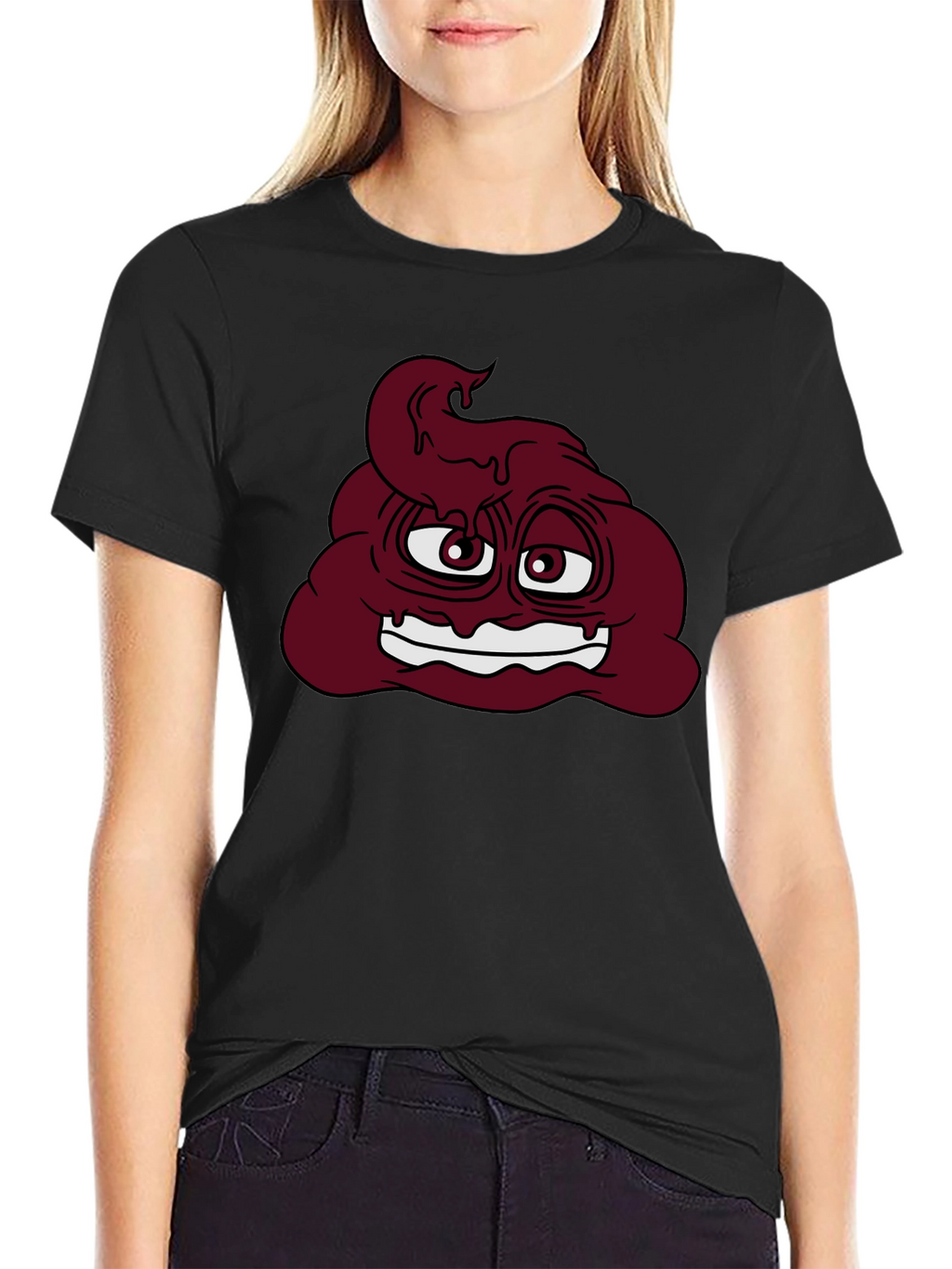 Funny Poop Emoji Graphic T-Shirt - Black
