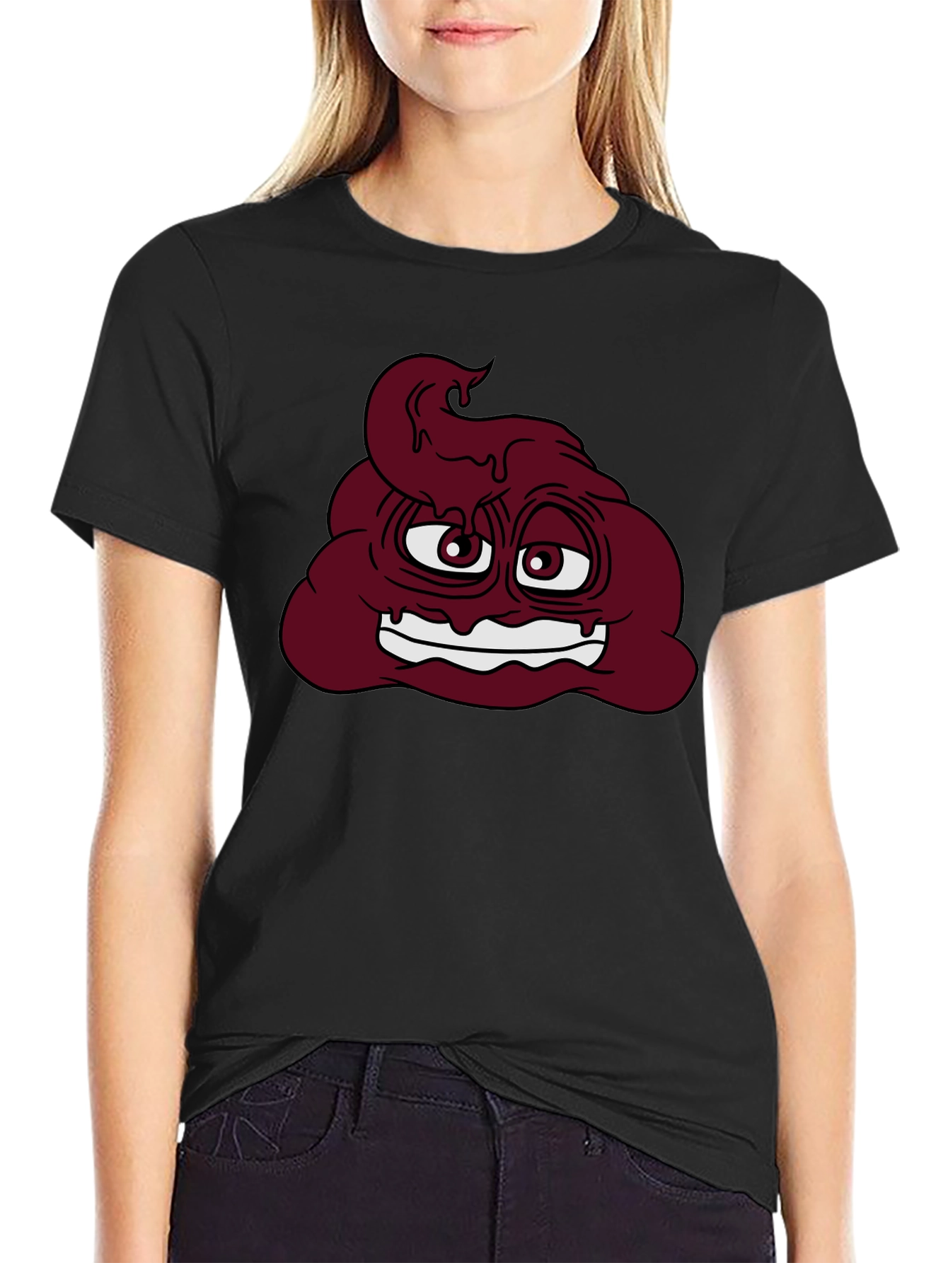 Funny Poop Emoji Graphic T-Shirt - Black