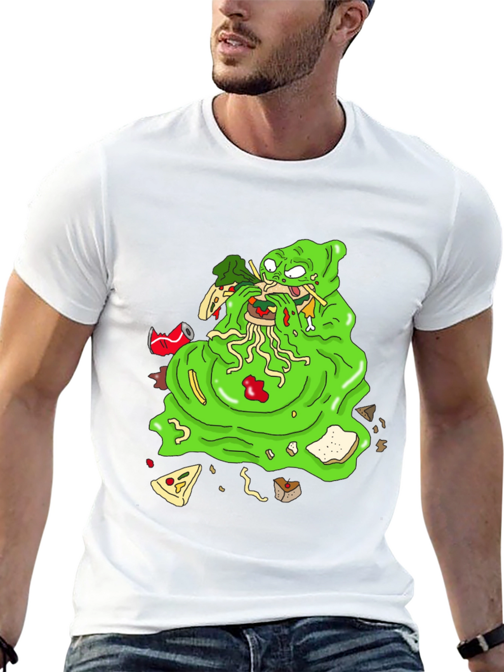 Green Blob Monster Eating Graphic T-Shirt
