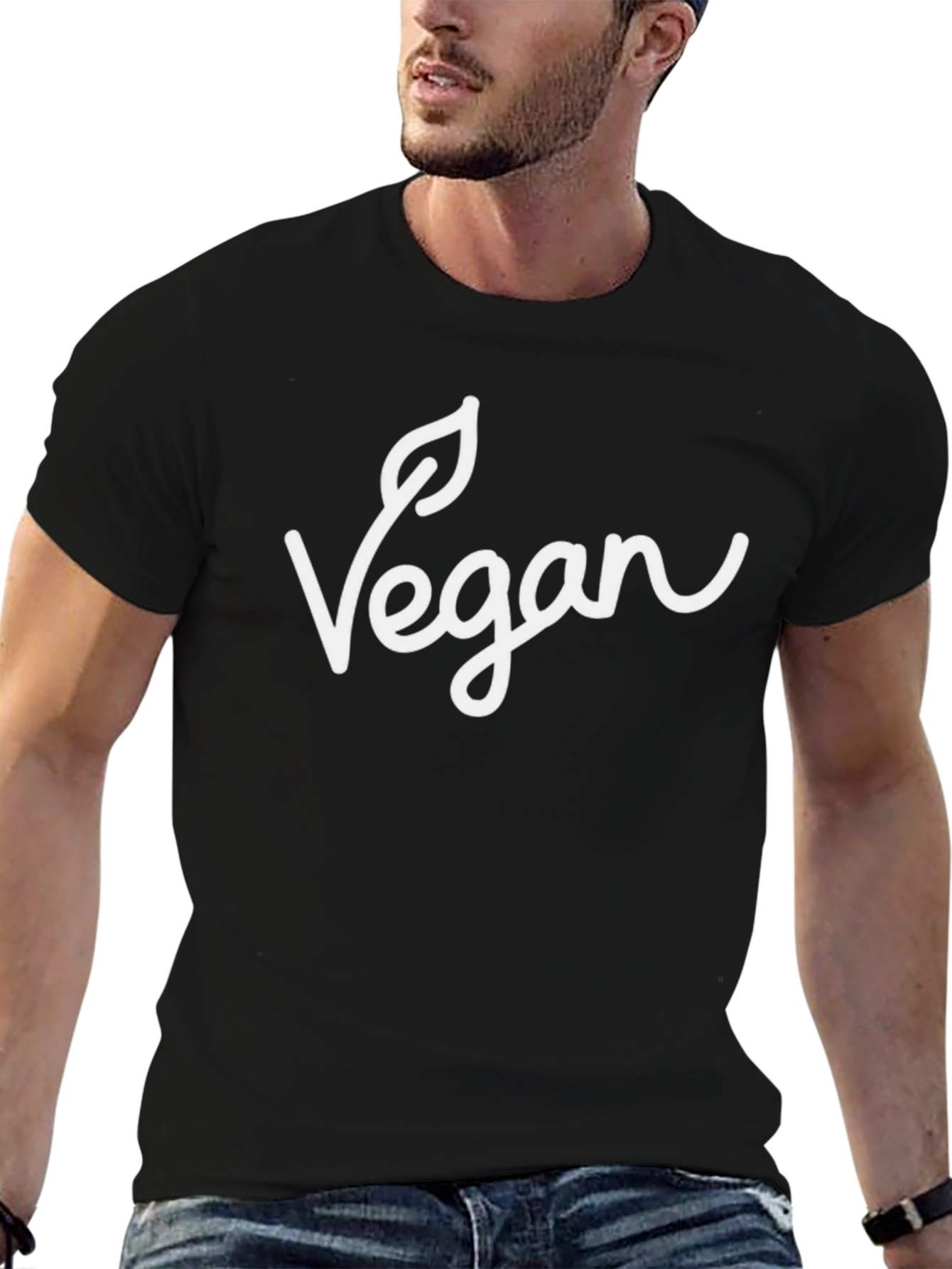 Vegan Statement T-Shirt - Black Casual Fit