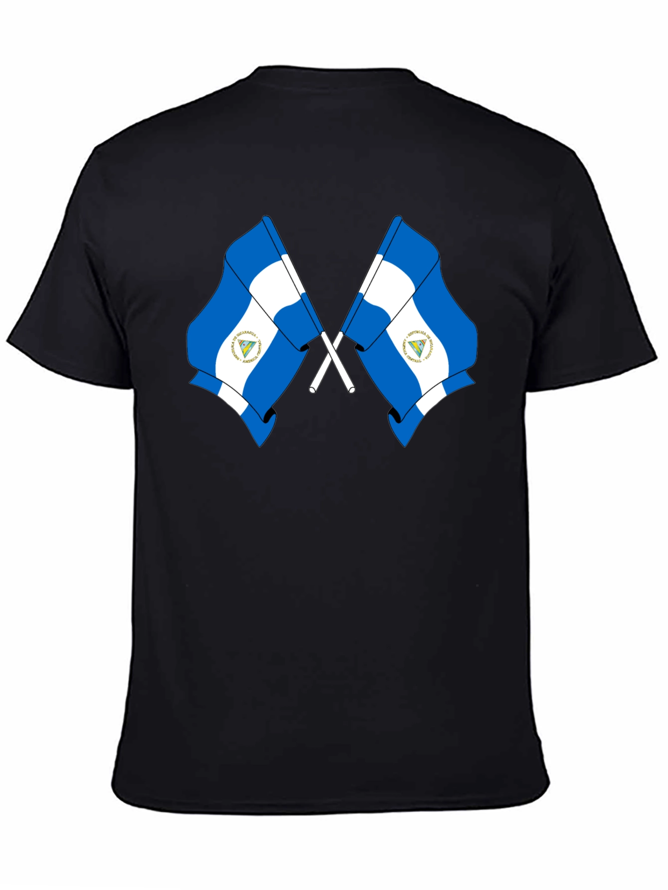 Nicaragua Flag T-Shirt - Black Cotton Tee