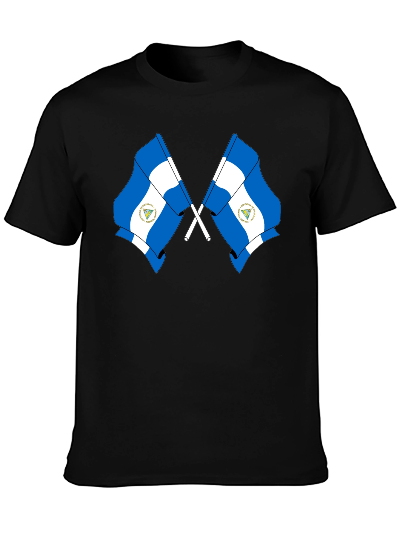 Nicaragua Flag T-Shirt - Black Cotton Tee