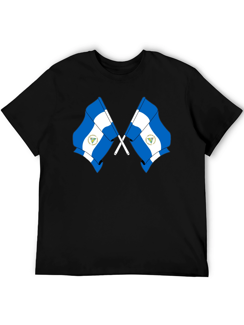 Nicaragua Flag T-Shirt - Black Cotton Tee
