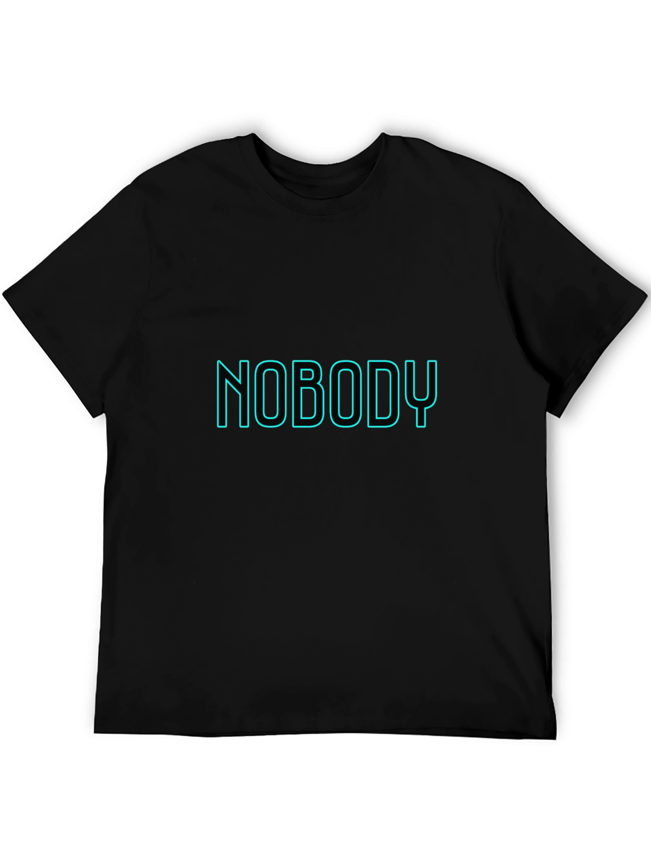 Nobody T-Shirt - Black Crew Neck - Neon Text