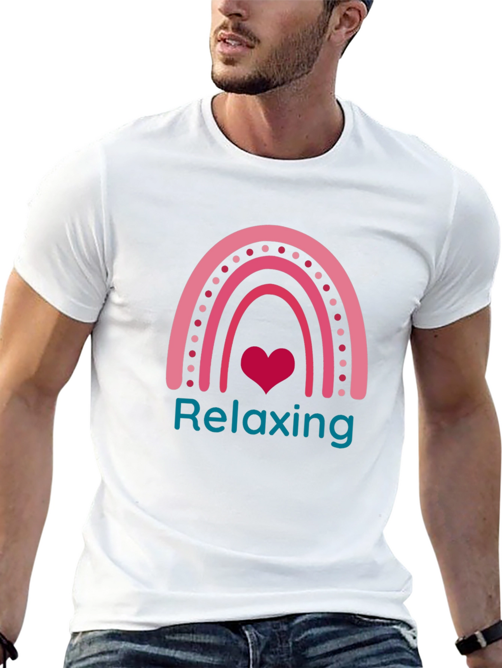 Relaxing Rainbow Heart T-Shirt - Stylish Graphic Tee