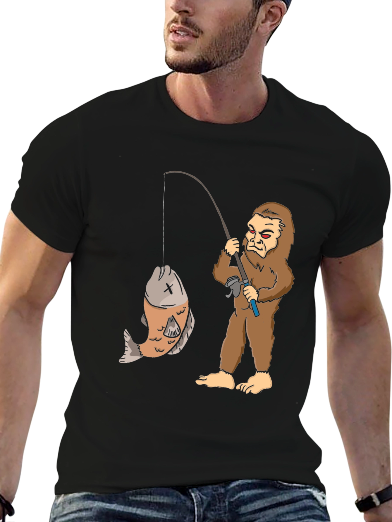 Sasquatch Fishing T-Shirt - Big Foot Catch