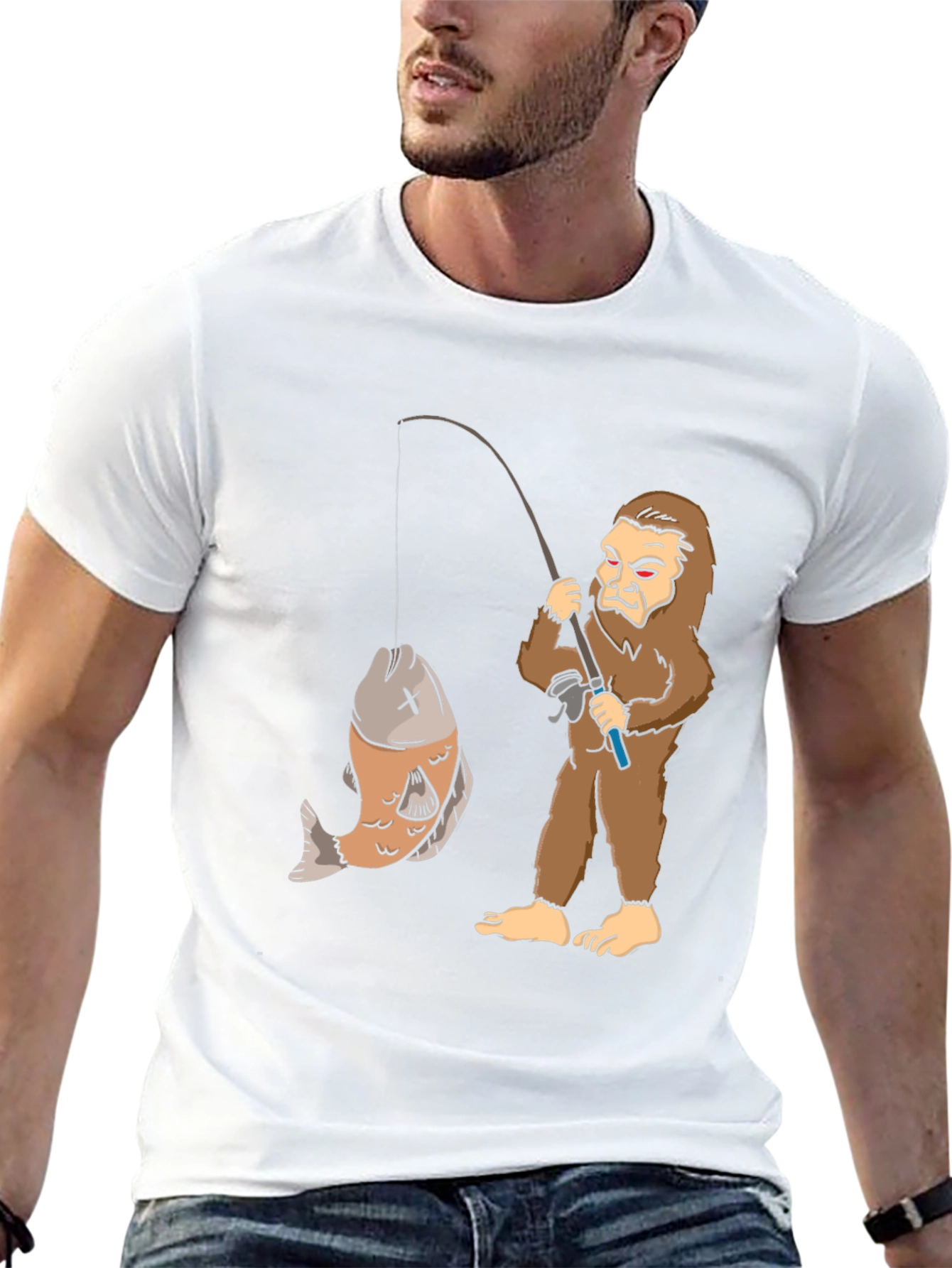 Sasquatch Fishing T-Shirt - Big Foot Catch