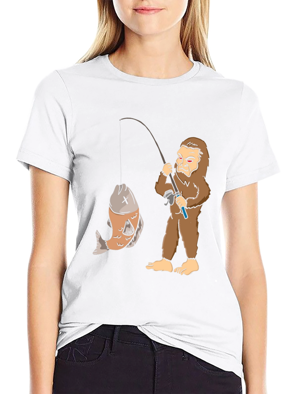 Sasquatch Fishing T-Shirt - Big Foot Catch