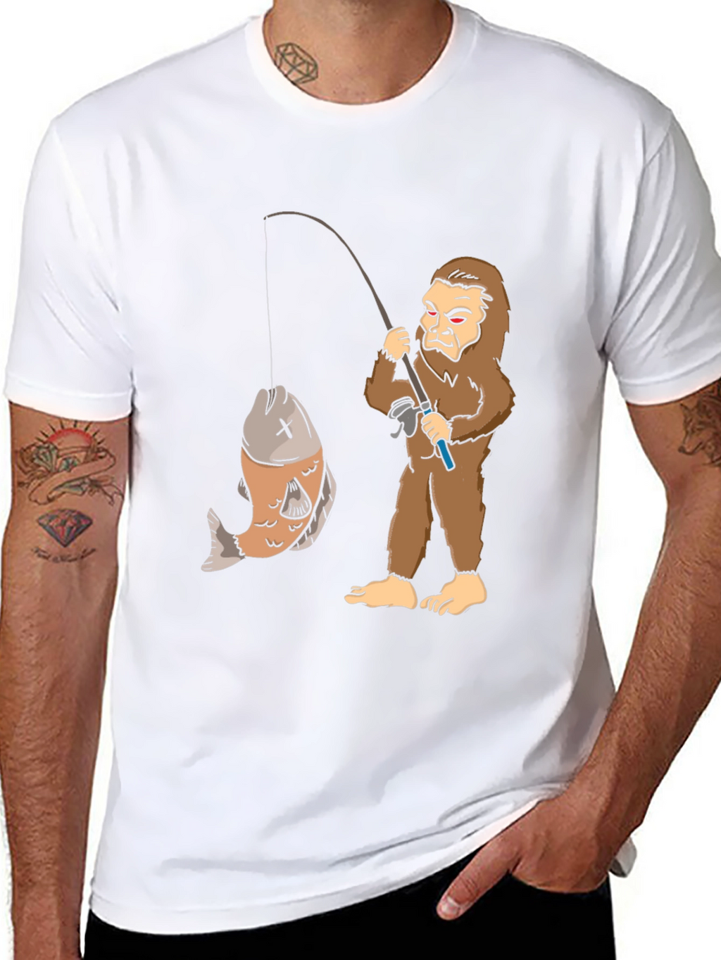 Sasquatch Fishing T-Shirt - Big Foot Catch