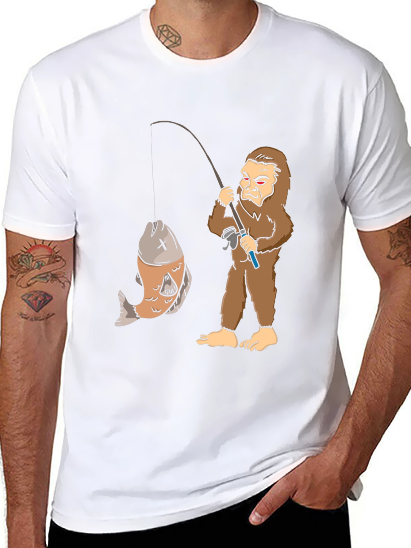 Sasquatch Fishing T-Shirt - Big Foot Catch