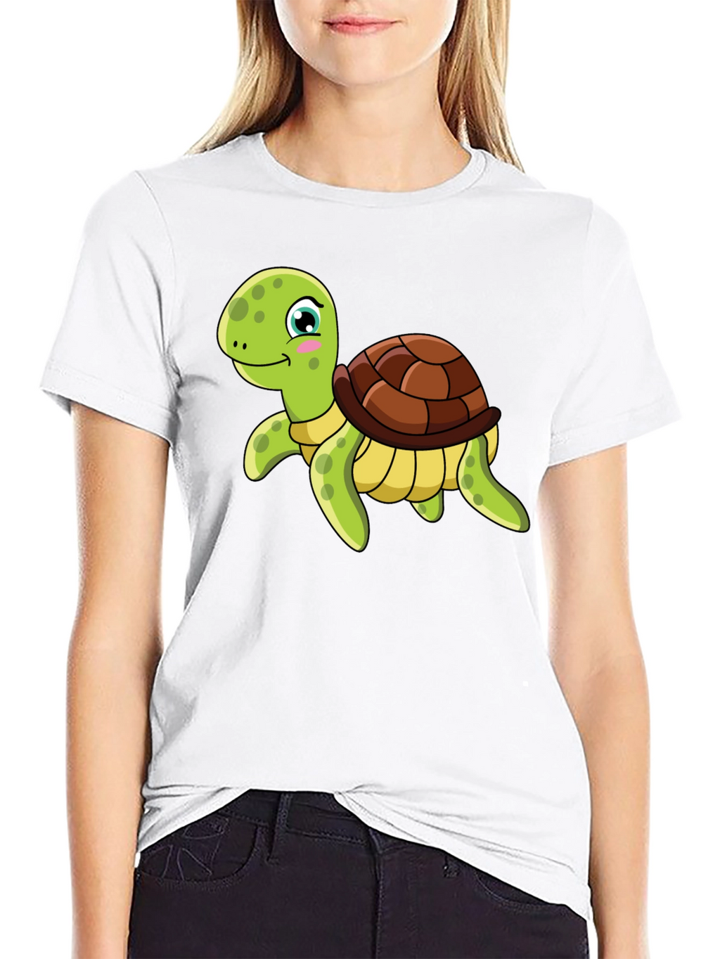 Cartoon Turtle Graphic Tee - Black T-Shirt