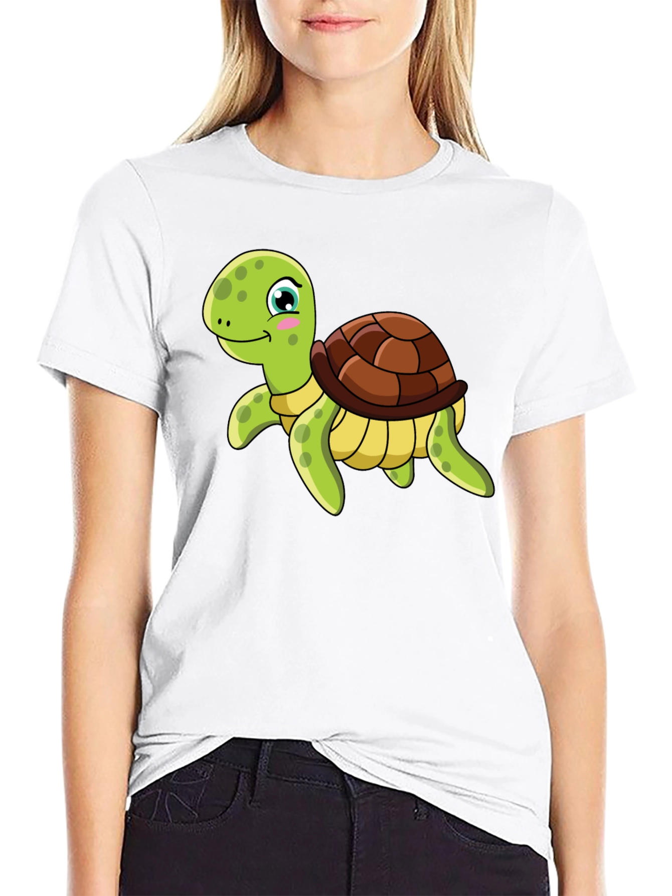Cartoon Turtle Graphic Tee - Black T-Shirt