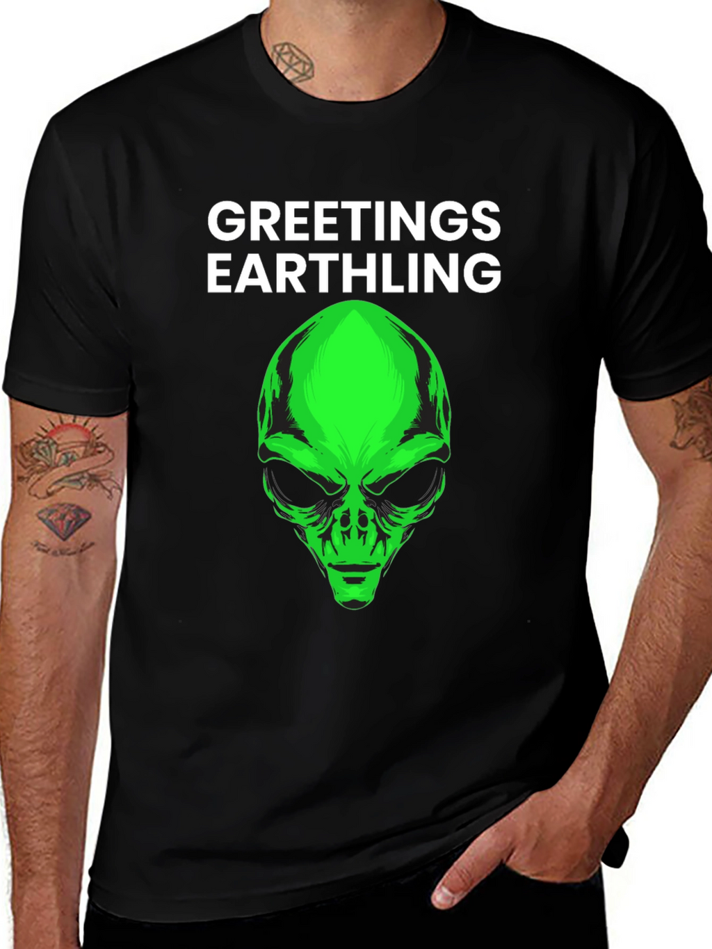 Greetings Earthling Alien Head Graphic Tee