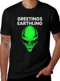 Greetings Earthling Alien Head Graphic Tee