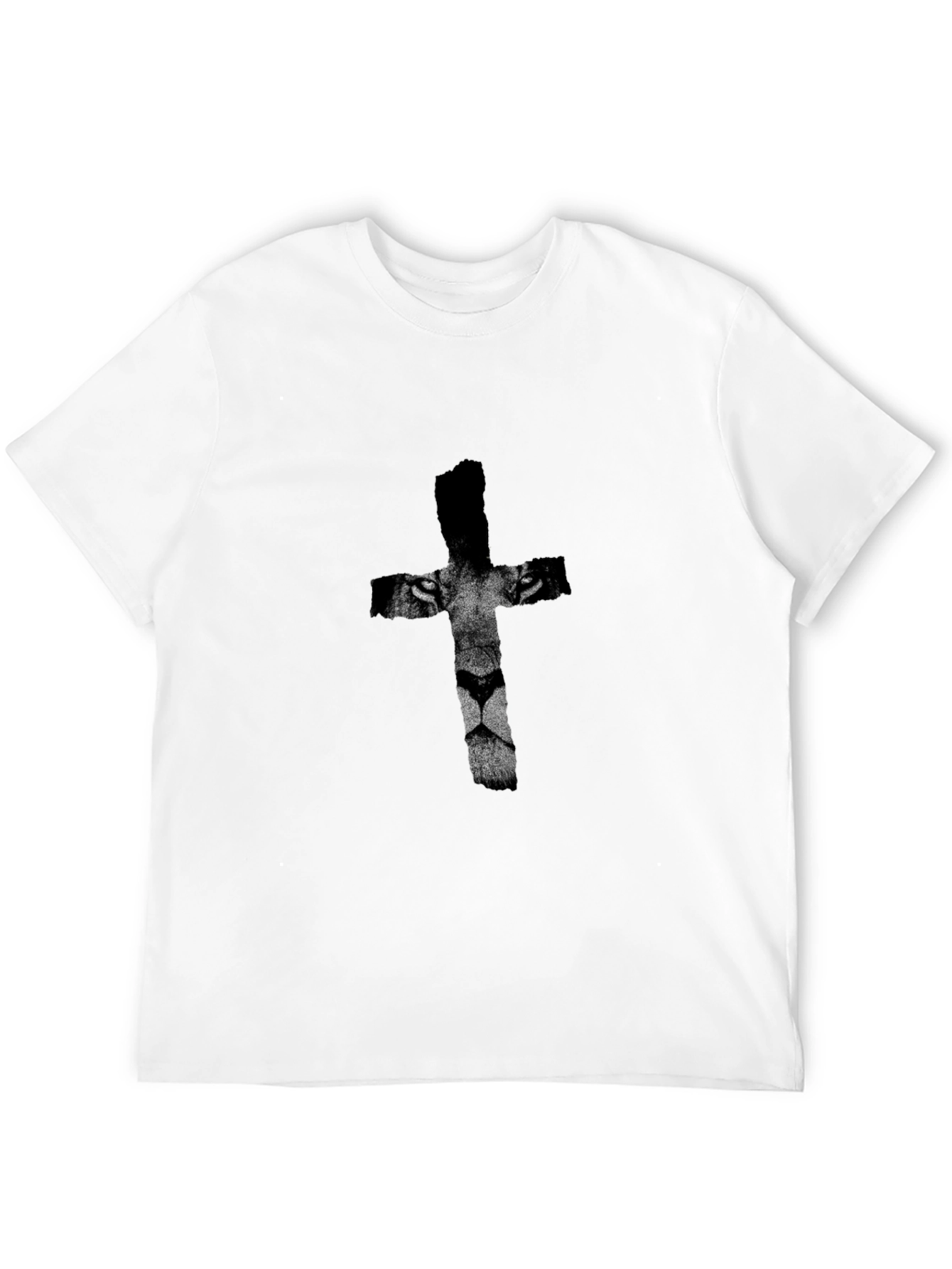 Lion Cross Graphic Print Black T-Shirt