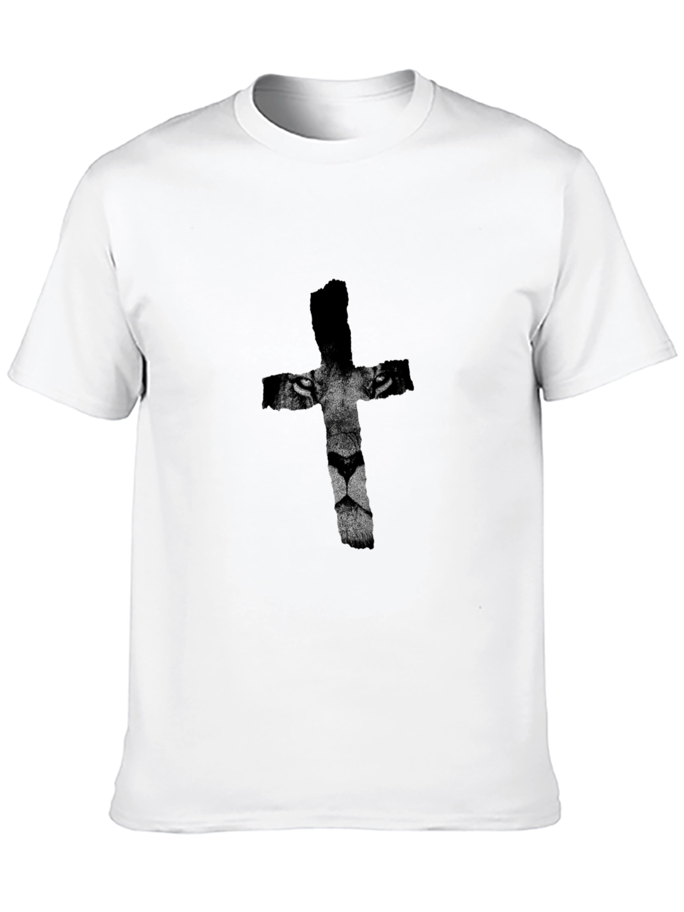 Lion Cross Graphic Print Black T-Shirt