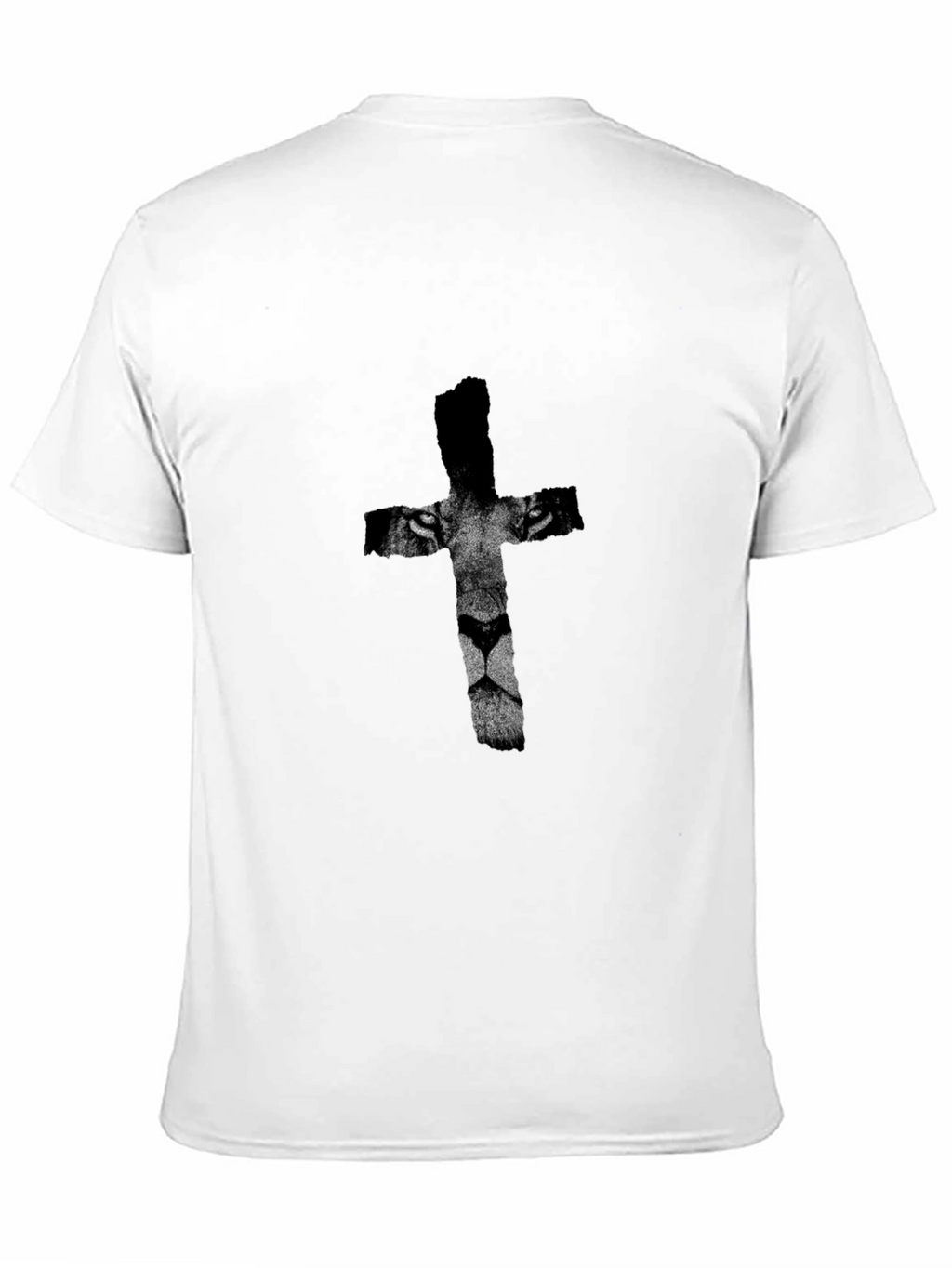 Lion Cross Graphic Print Black T-Shirt
