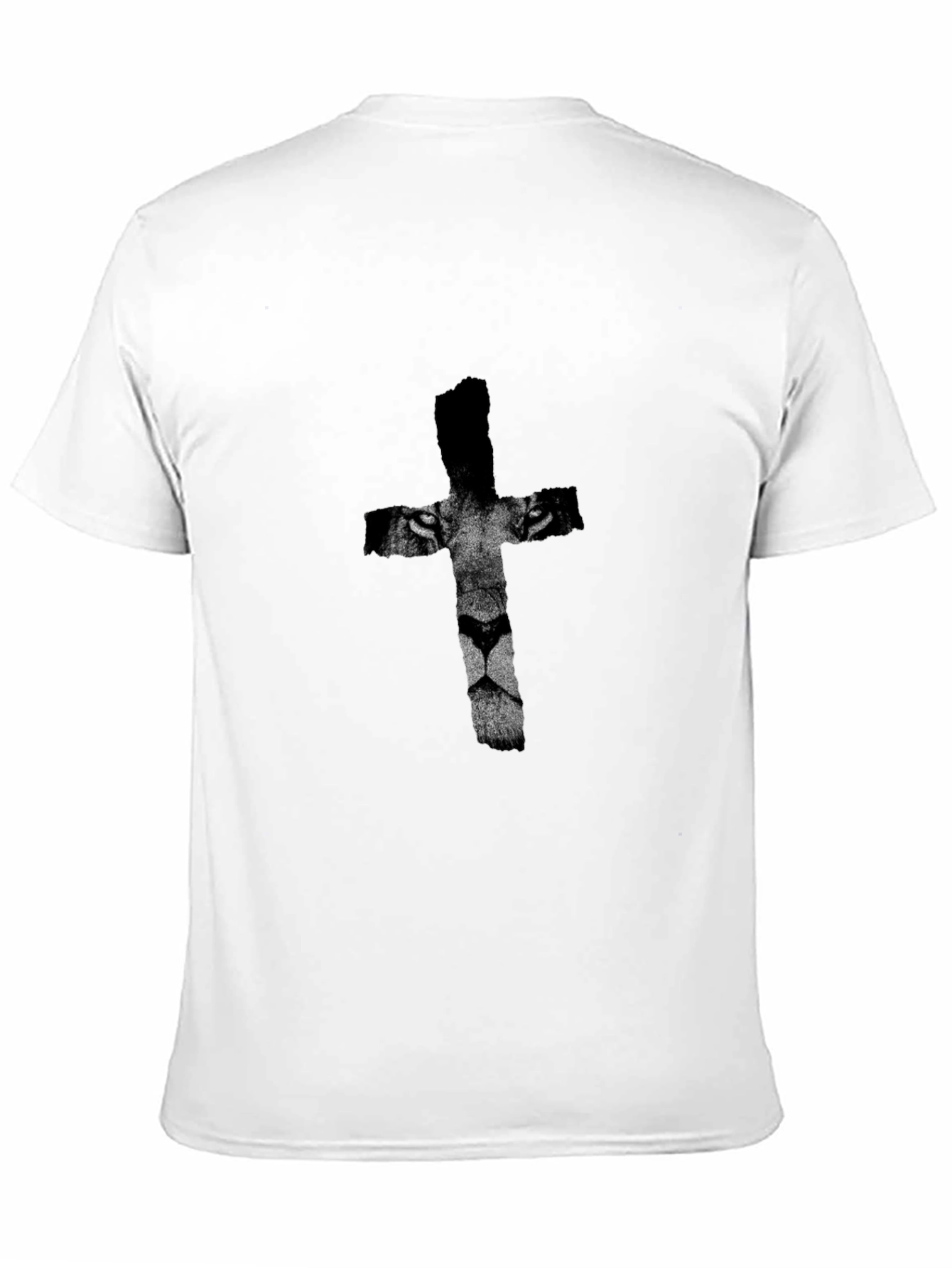 Lion Cross Graphic Print Black T-Shirt