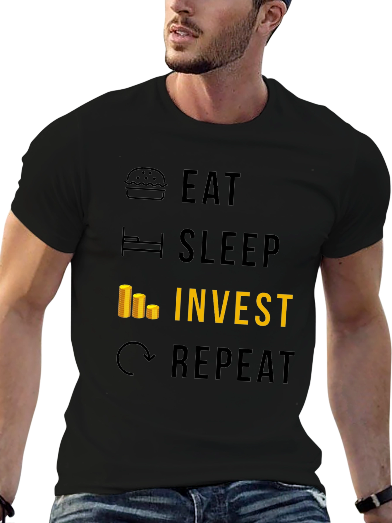 Eat Sleep Invest Repeat Graphic Tee