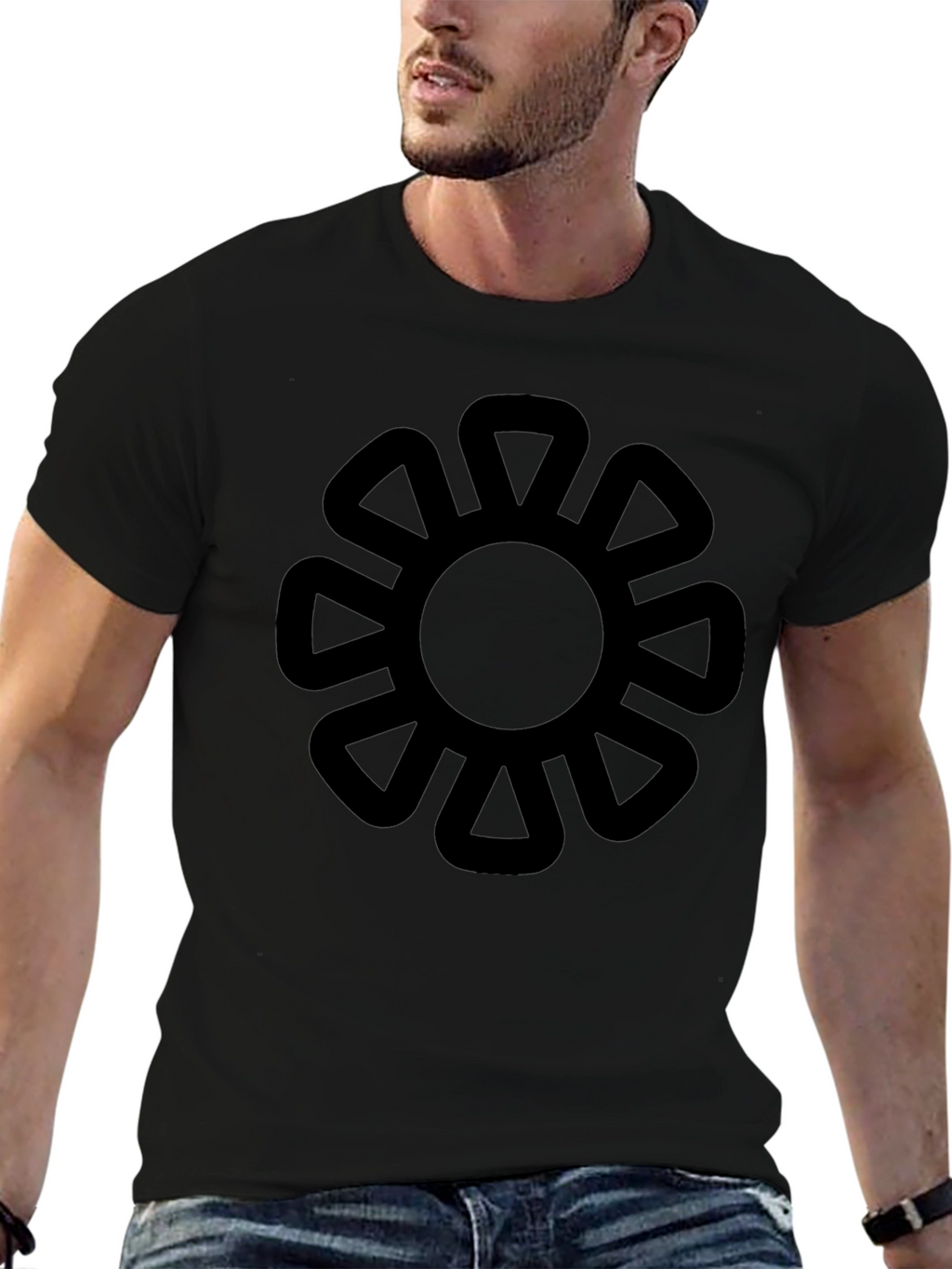 Adinkra Symbol Graphic Tee - Black Cotton T-Shirt